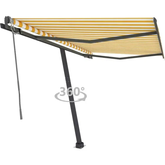 vidaXL fritstående markise 350x250 cm automatisk gul/hvid