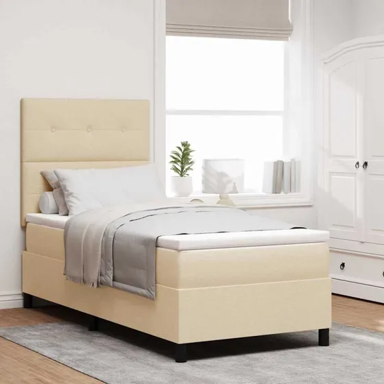 vidaXL Boxspring seng med madras 100x200 cm Creme