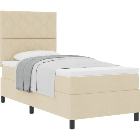 vidaXL Boxspring-seng med madras Creme 100x200 cm Stof