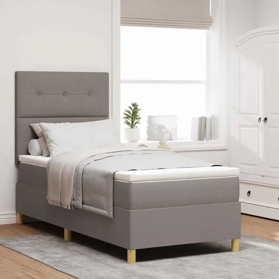 vidaXL Boxspring seng med madras Gråbrun 90 x 190 cm Stof