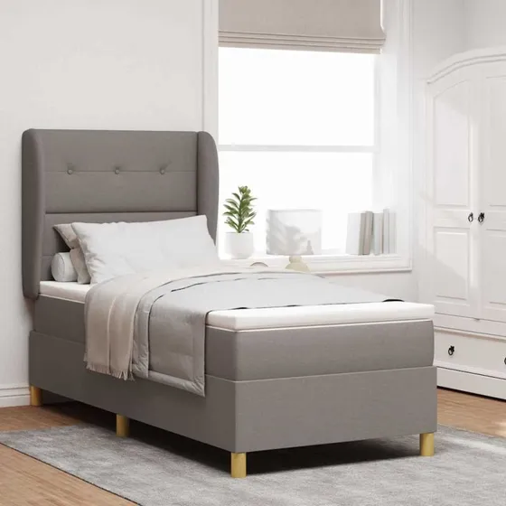 vidaXL Box spring seng med madras 90x190 cm gråbrun stof