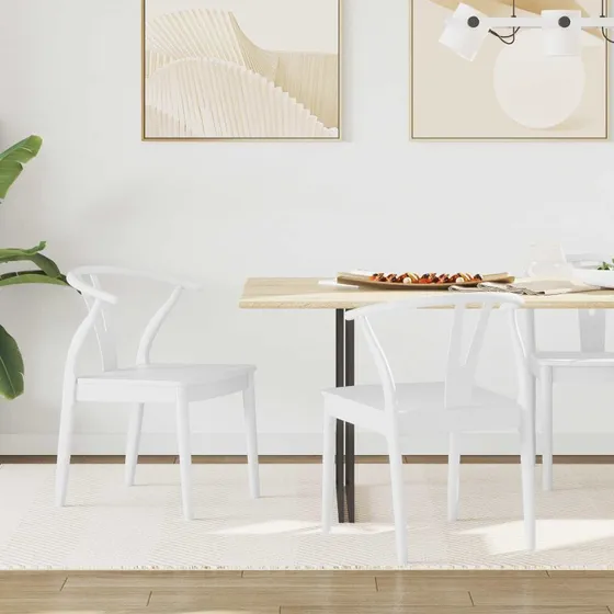 Vintage spisebordsstole 2 stk – Hvid, massiv gummitræ