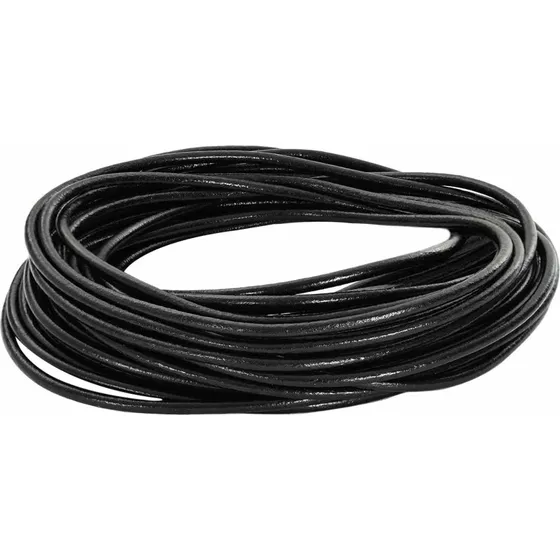 Sort rund lædersnor Ø3 mm x 10 m