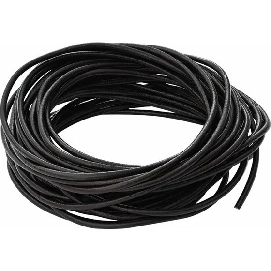 Lædersnor mørk brun Ø2,5 mm x 5 m - rund læderledning