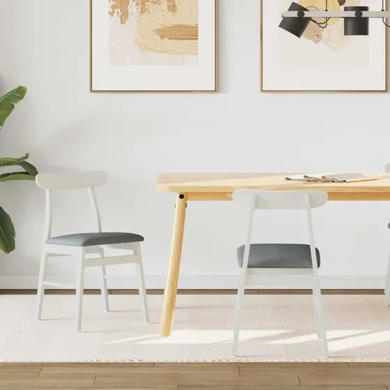 Spisestuestol 2 stk - Vintage hvid/grå i massivt gummitræ