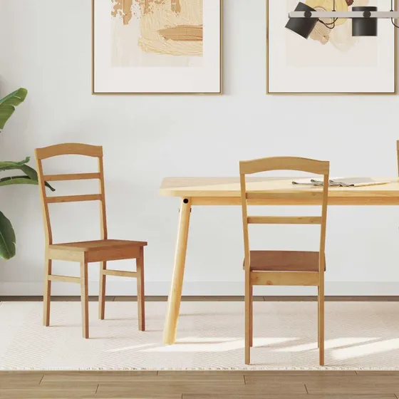 Spisestuestol i massiv gummitræ, natur 2 stk