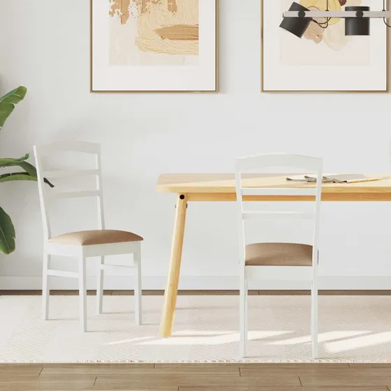 Spisestuestol 2 stk – Vintage hvid/brun i massiv gummitræ