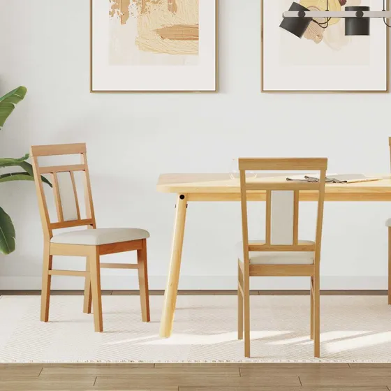 Spisestuestol 2 stk – Naturlig massiv gummitræ, vintage