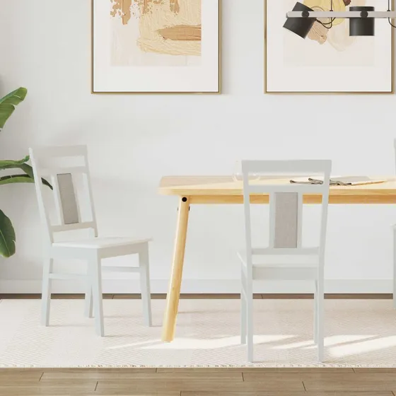 Spisestuestol 2 stk - Hvid vintage massiv gummitræ