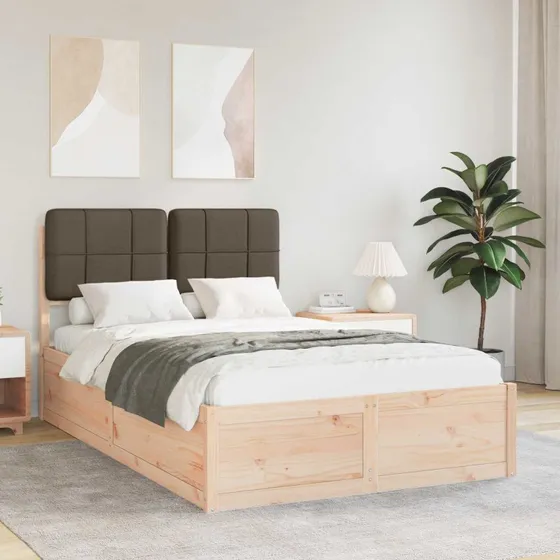 Sengestel med polstret hovedgærde 120x200, gråbrun
