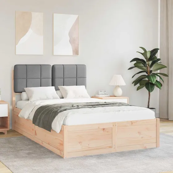Sengestel med polstret hovedgærde 120x190 cm – lysegrå