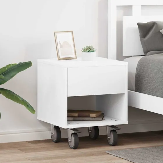 Sengebord 2 stk, Hvid 40,5x40x48 cm – Konstrueret træ