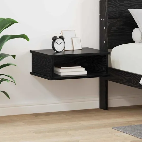 Sengebord Sort Eg 40x31x15 cm – Konstrueret Træ
