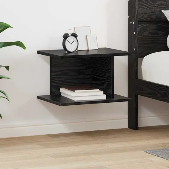Sengebord Sort Eg 40x30x25 cm – Konstrueret træ
