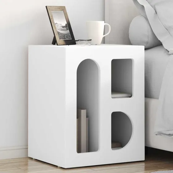 Sengebord 2 stk hvid 40x35x50 cm – konstrueret træ