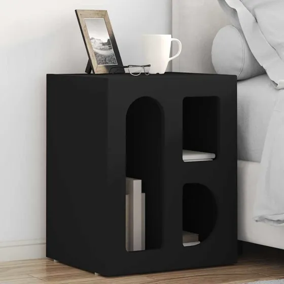 Sengebord 2 stk. sort 40x35x50 cm – konstrueret træ