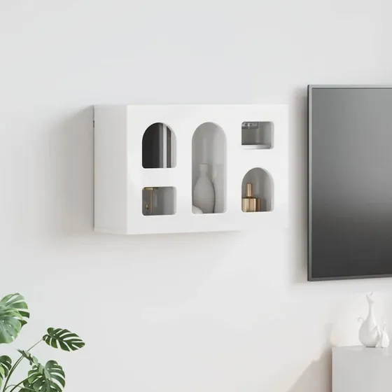 Hængeskab højglans hvid 60x20x40 cm - konstrueret træ