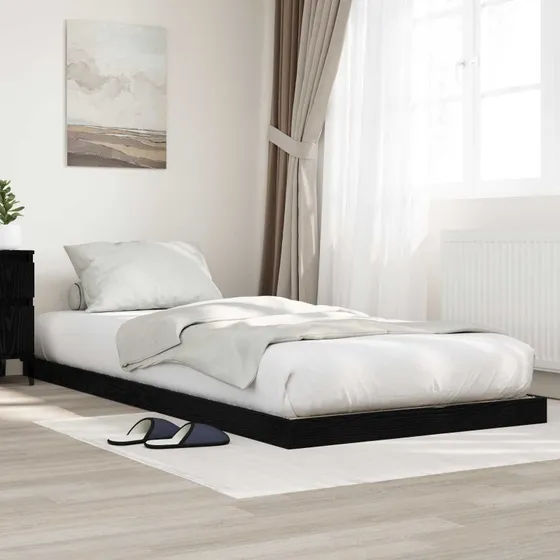 Gulvsengramme i sort eg (80x200 cm) – konstrueret træ