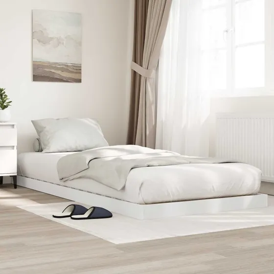 Gulvsengramme i hvidt konstrueret træ 90/100x200