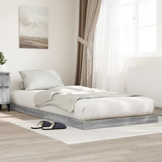 Gulvseng ramme Sonoma grå 100 x 200 cm - konstrueret træ