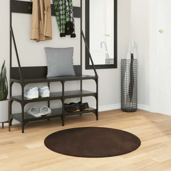 Rundt Områdetæppe HUARTE Ø80 cm - Brun