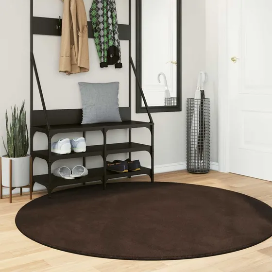 Rundt Områdetæppe HUARTE Ø160 cm - Brun, Polyester