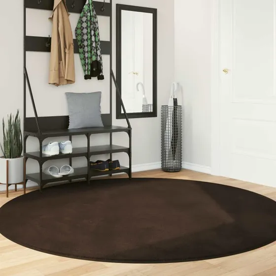 Rundt Områdetæppe HUARTE Ø200 cm - Brun (Polyester)