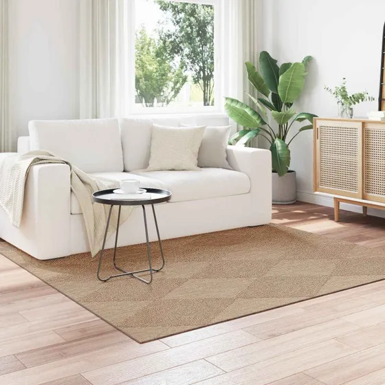 Områdetæppe firkantet 200x200 cm – naturfarvet polyester