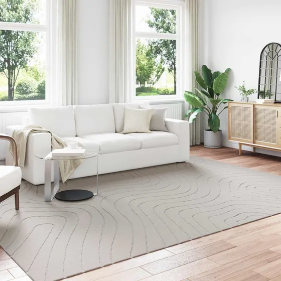 Områdetæppe PALMERAS creme 340x240 cm - polyester