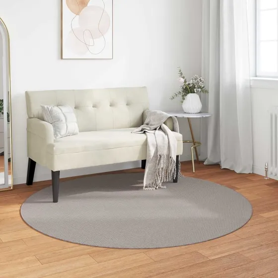 Rundt Områdetæppe LUGO Ø160 cm – Creme/Taupe