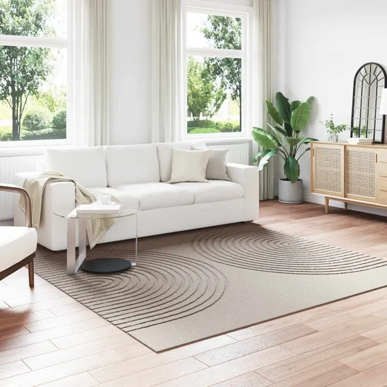 Områdetæppe Firkantet Beige 240x240 cm – Polyester