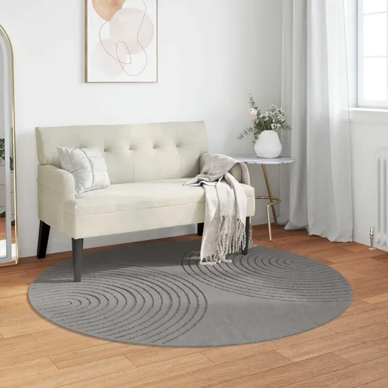 Rundt Områdetæppe Galati Ø160 cm - Grå Polyester