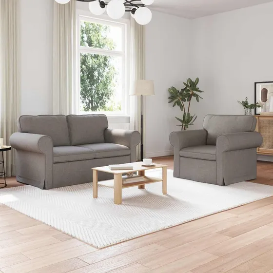 2-personers sofa sæt gråbrun stof 155x82x80 cm
