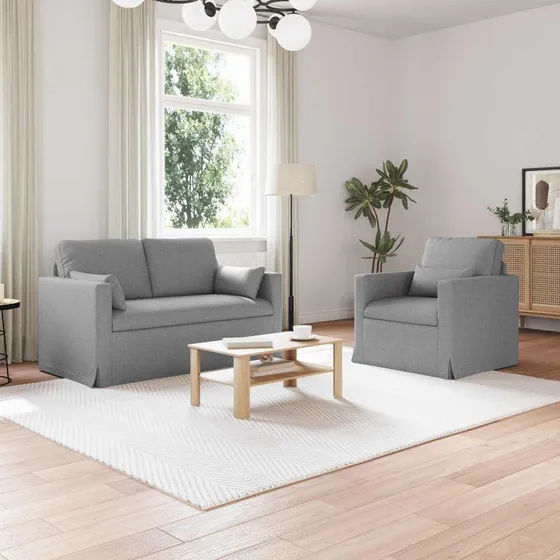 Modulsofa 2-pak Lysegrå 139x78x80 cm - Stof & Metal