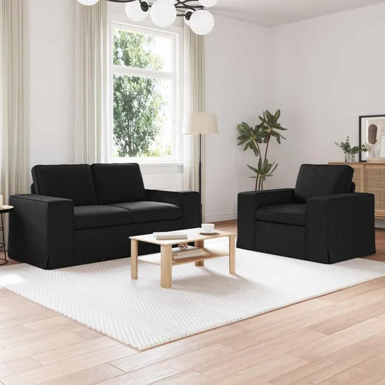 2-delt sofa sæt 182 x 80 x 82 cm sort - stof & metal