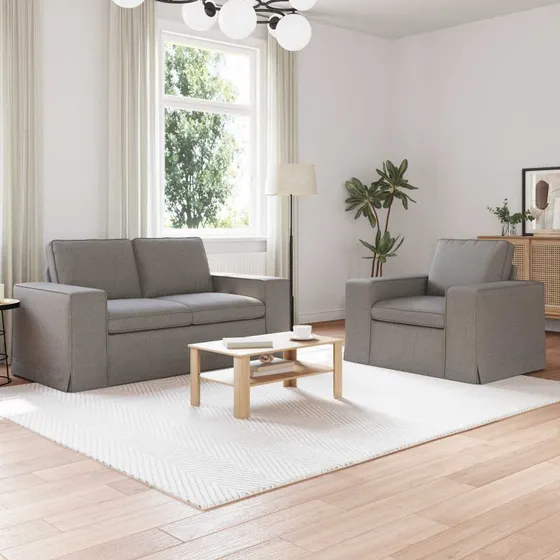 2-personers sofa sæt 182x80x82 cm Gråbrun - Stof & Metal