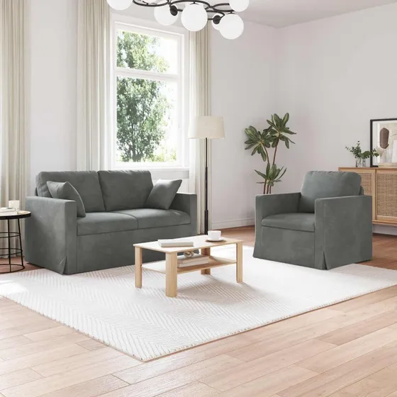 Mørkegrå fløjlssofa 2-pak 138x78x80 cm – moderne modulær