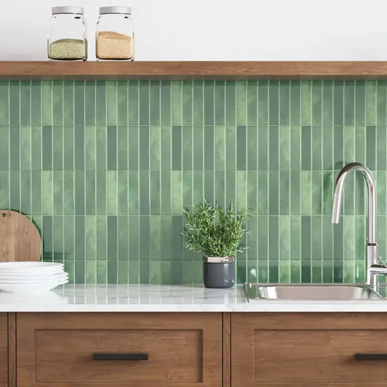 Selvklæbende rektangulære fliser 50 stk Mørkegrøn