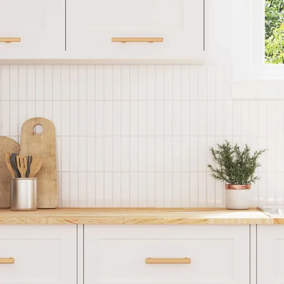 Selvklæbende rektangulære fliser 10 stk Hvid 29x23 cm