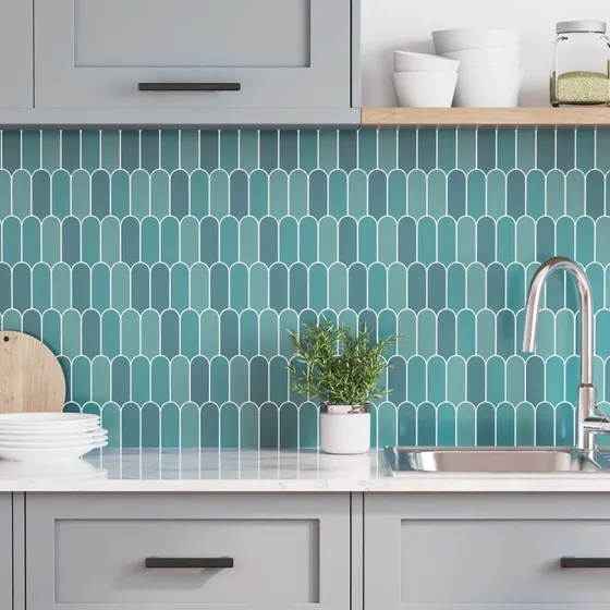 vidaXL Dekorative Feather Tiles stickers 20 stk blå