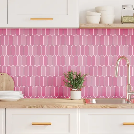 Dekorative Feather Tiles klistermærker 50 stk - Lyserød 30x30 cm