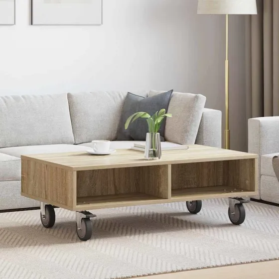 Sidebord med hjul Sonoma eg 90x50x30 cm
