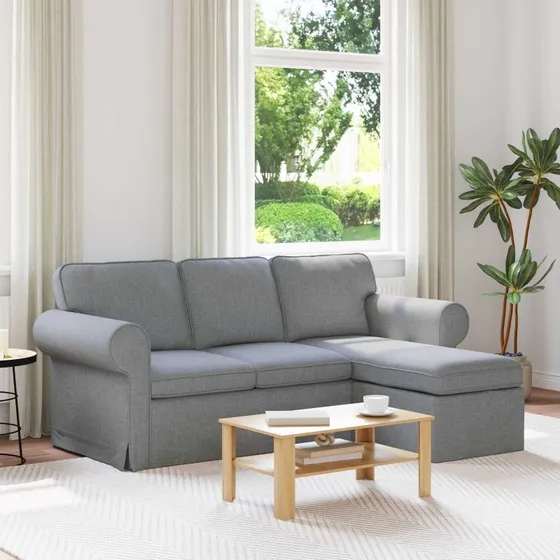 Lysegrå modulsofa 215 x 138 x 80 cm (stof & metal)