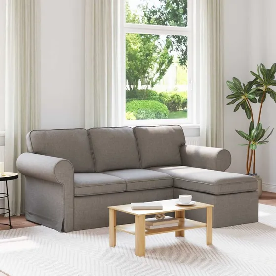 Sofa gråbrun 215x138x80 cm - Moderne stof & metal