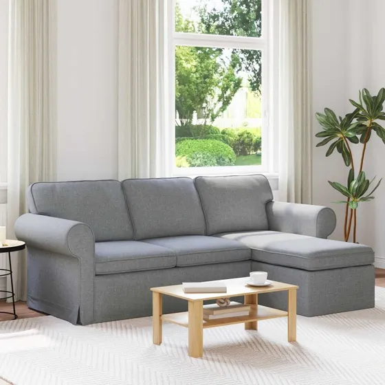 Lysegrå modulsofa 215x138x80 cm – stof & metal