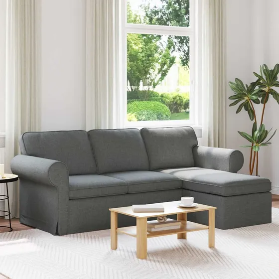 Sofa Mørkegrå 215x138x80 cm – Moderne Stof/Metal
