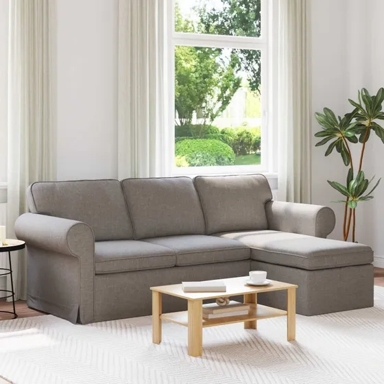 Gråbrun modulsofa 215 x 138 x 80 cm – stof & metal