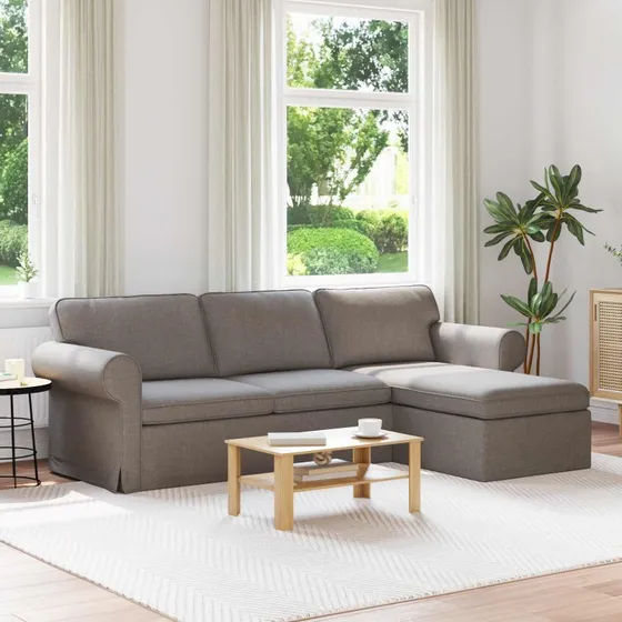 Sofa gråbrun 215×138×80 cm - Moderne stof/metal