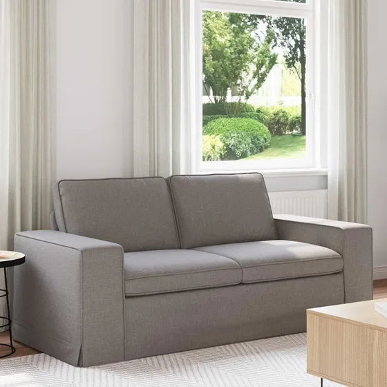 Sofa gråbrun 182 x 80 x 82 cm i stof med sort metalramme