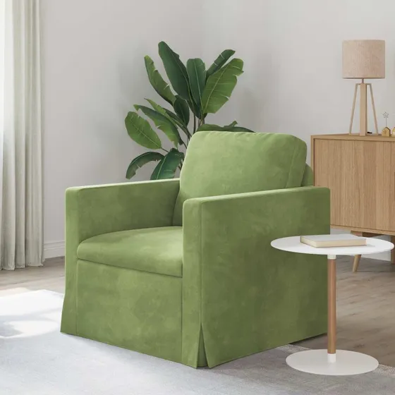 Lysegrøn fløjlssofa modul 78x78x80 cm